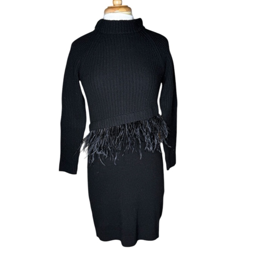 Weekend Max Mara Black Wool Feather Sweater Dress